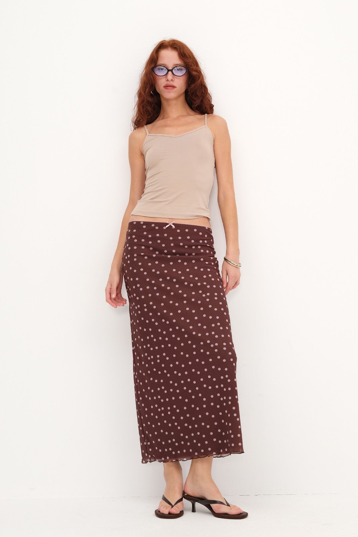 Dotted-Brown_Floral-Patterned-Lined-Midi-Skirt-addax