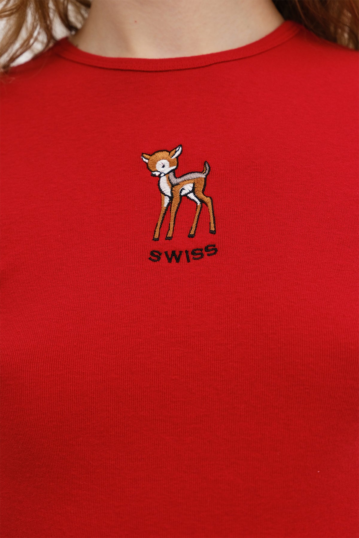 Bright-Red_Gazelle-Embroidered-T-shirt-addax