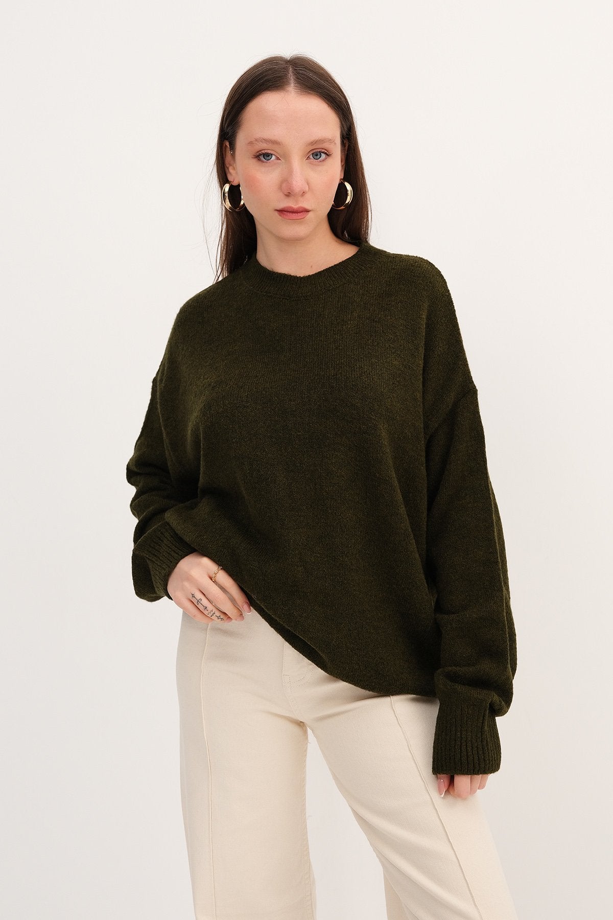 Khaki_Crew-Neck-Basic-Knitwear-Sweater-addax