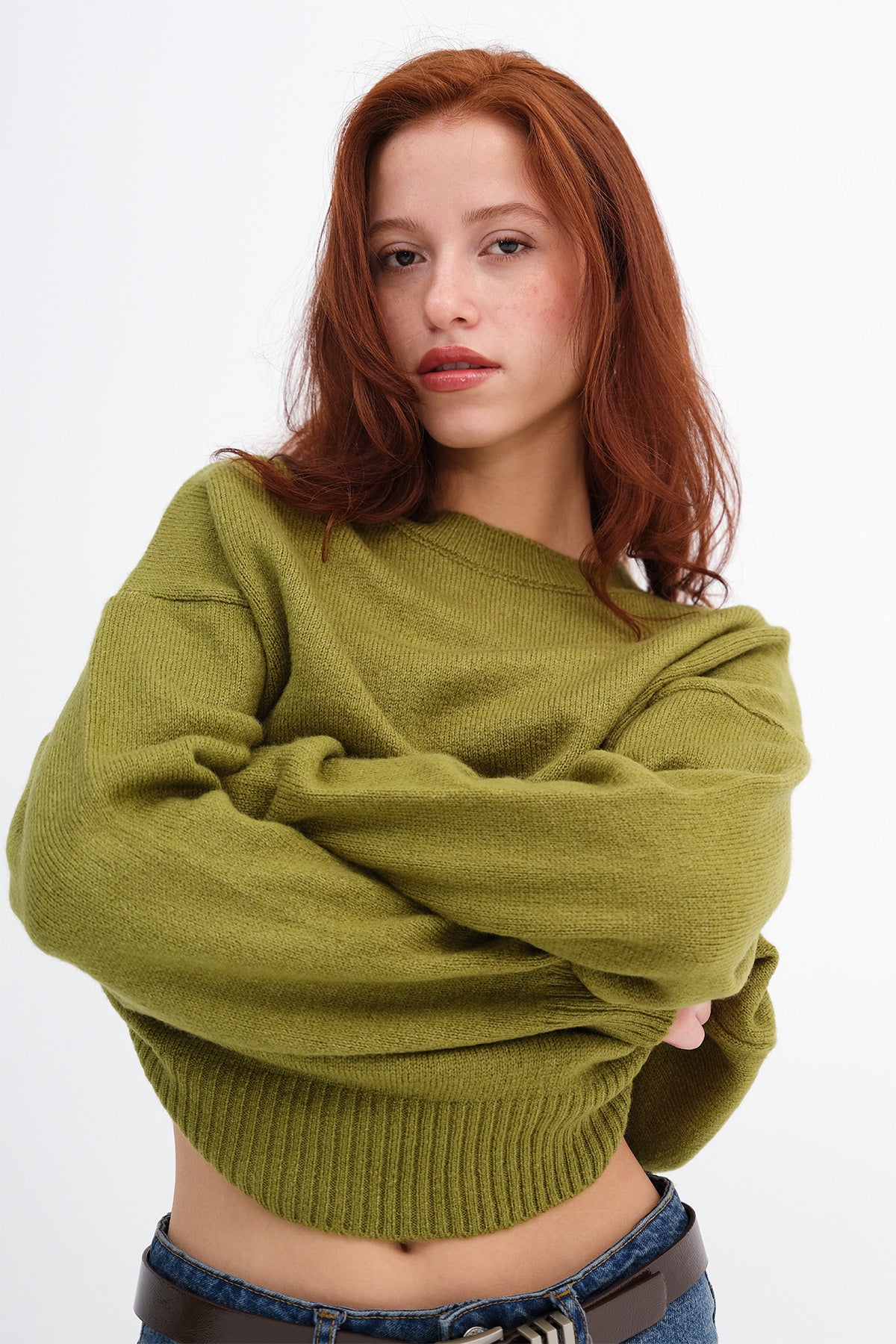 Olive_Crew-Neck-Basic-Knitwear-Sweater-addax