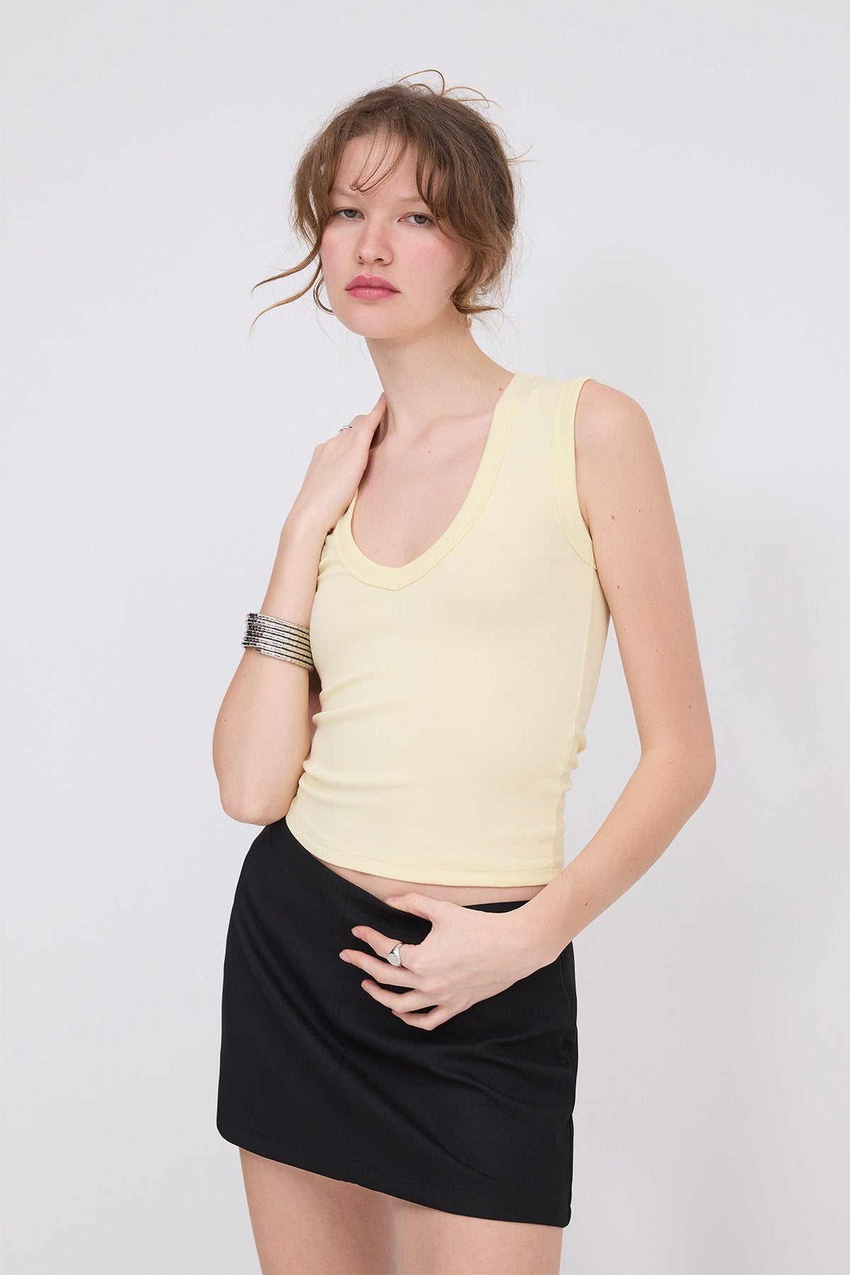 V-Neck Basic Sleeveless Blouse