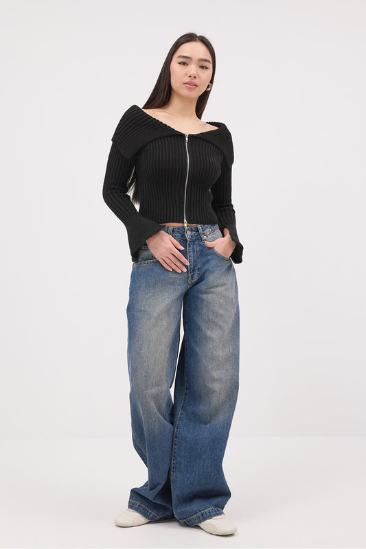 Black_Zippered-Knitwear-Cardigan-addax