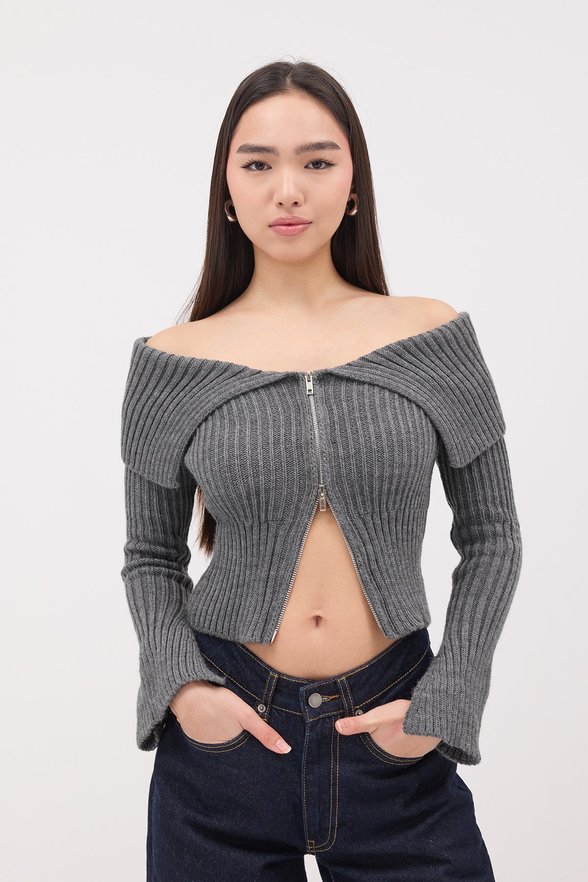 Charcoal_Zippered-Knitwear-Cardigan-addax