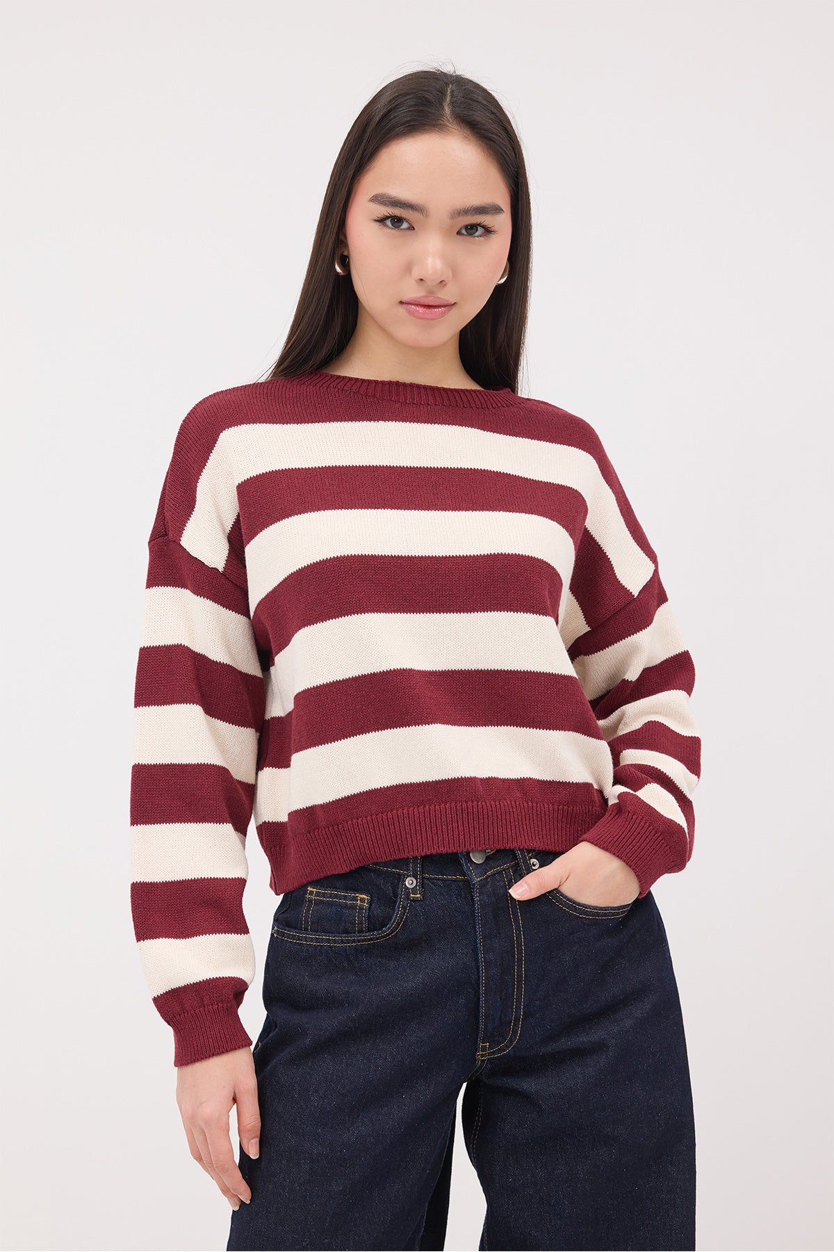 Stone---Burgundy_Striped-Knit-Sweater-addax