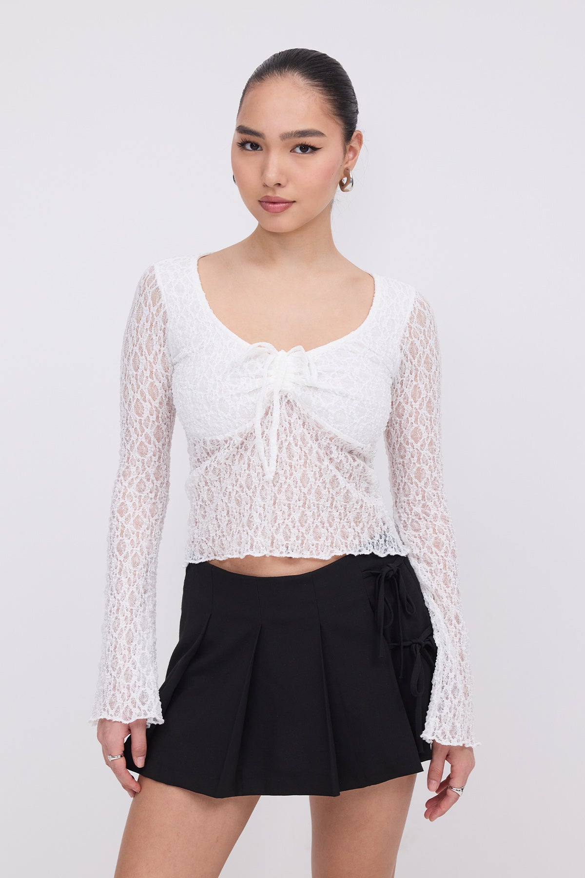 Ecru_Gathered-Front-Transparent-Blouse-addax