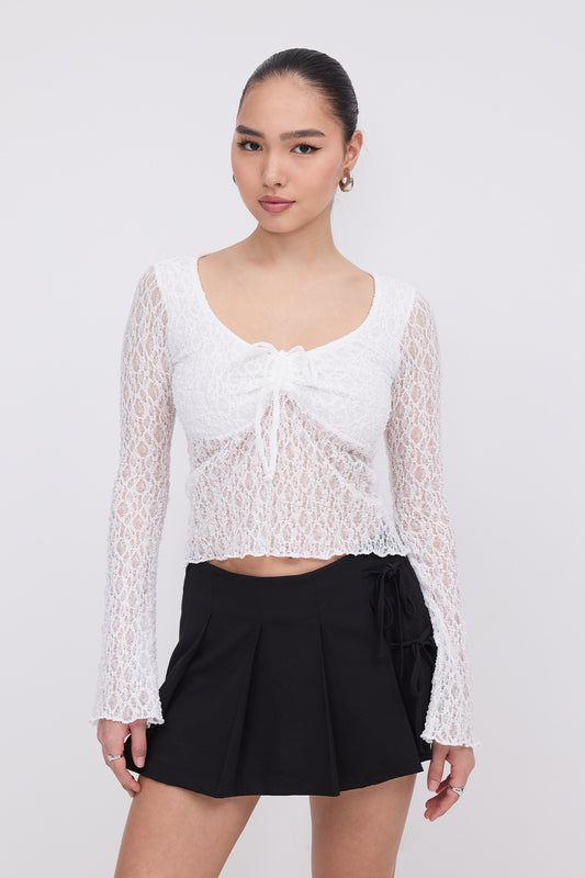 Ecru_Gathered-Front-Transparent-Blouse-addax