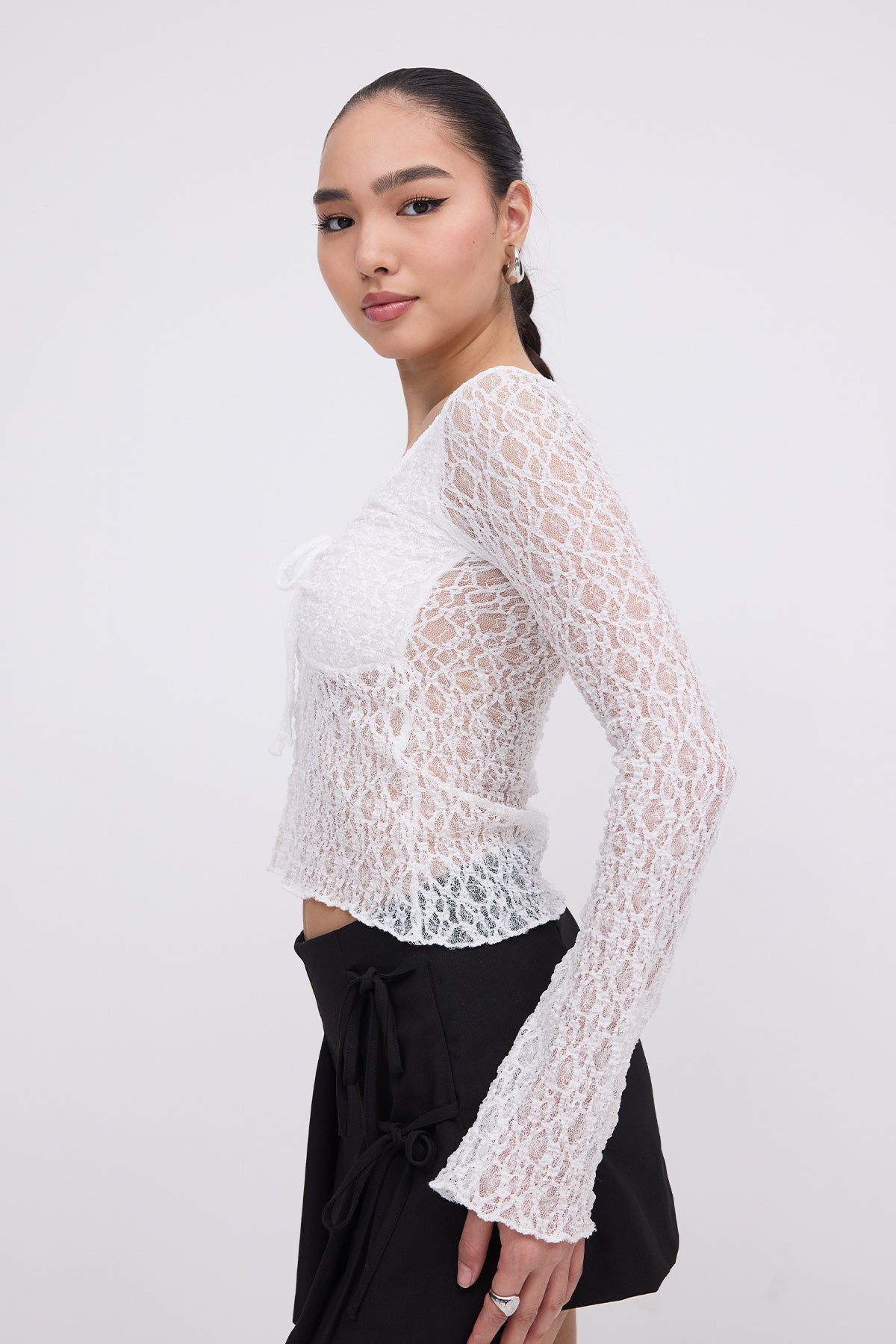 Ecru_Gathered-Front-Transparent-Blouse-addax