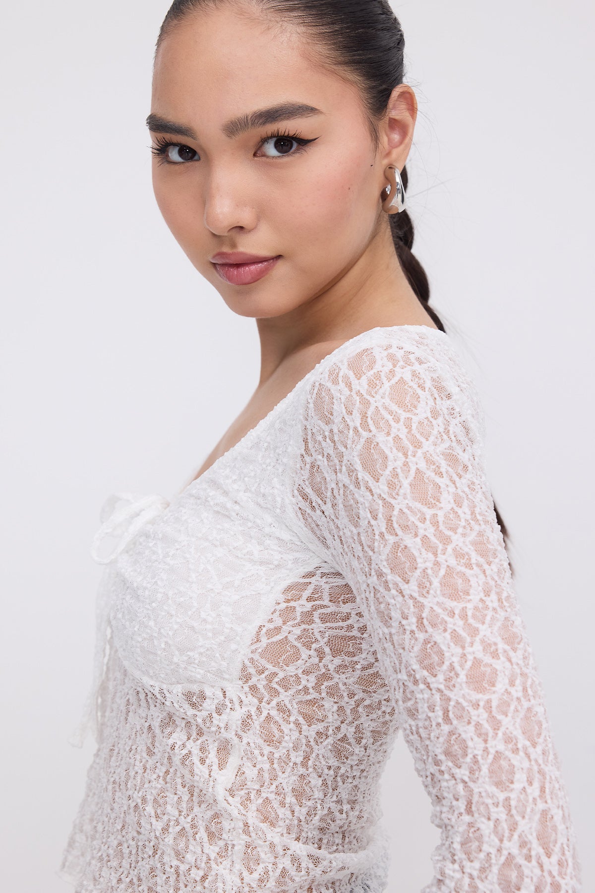 Ecru_Gathered-Front-Transparent-Blouse-addax