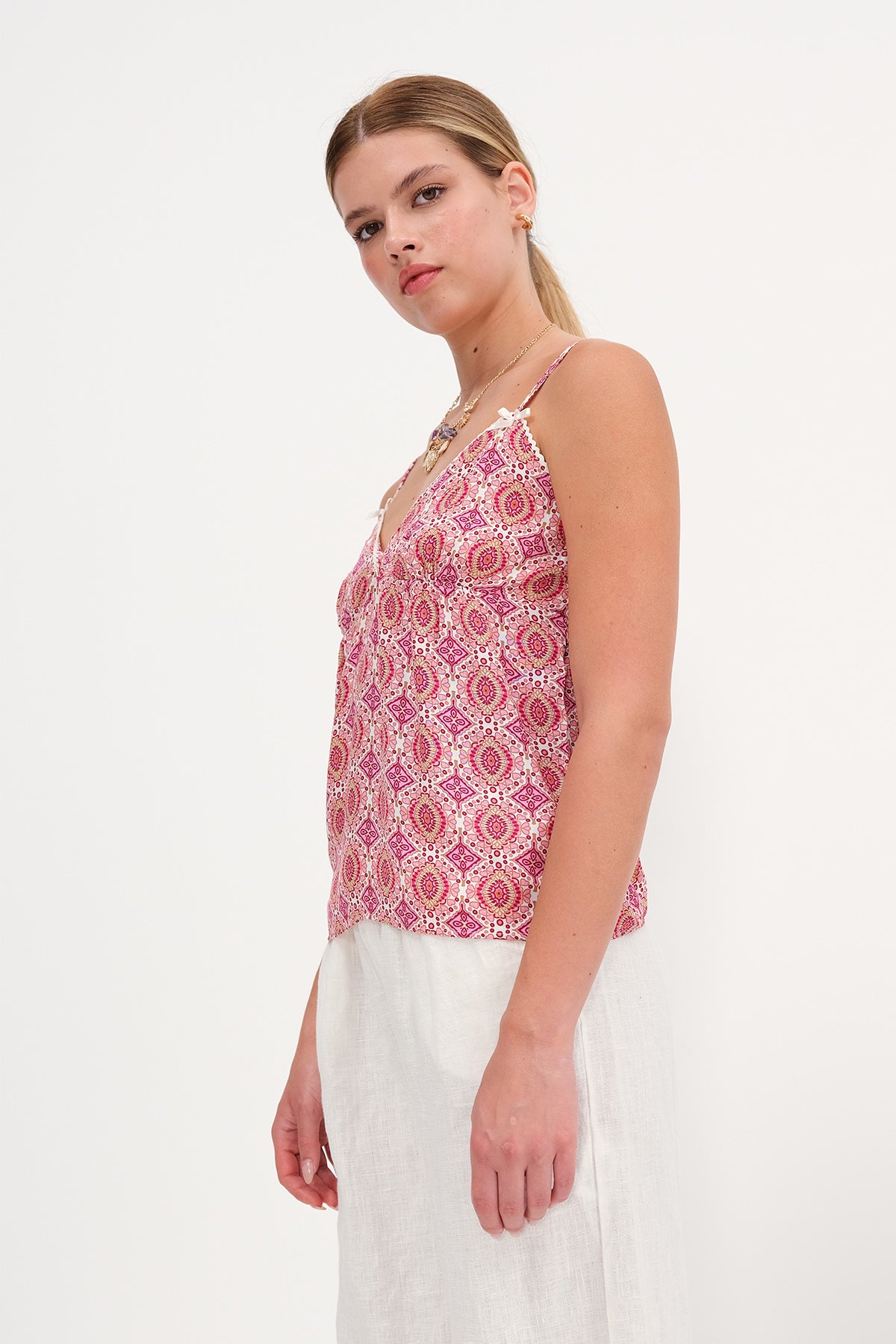 Fuchsia_Strappy-Patterned-Blouse-addax