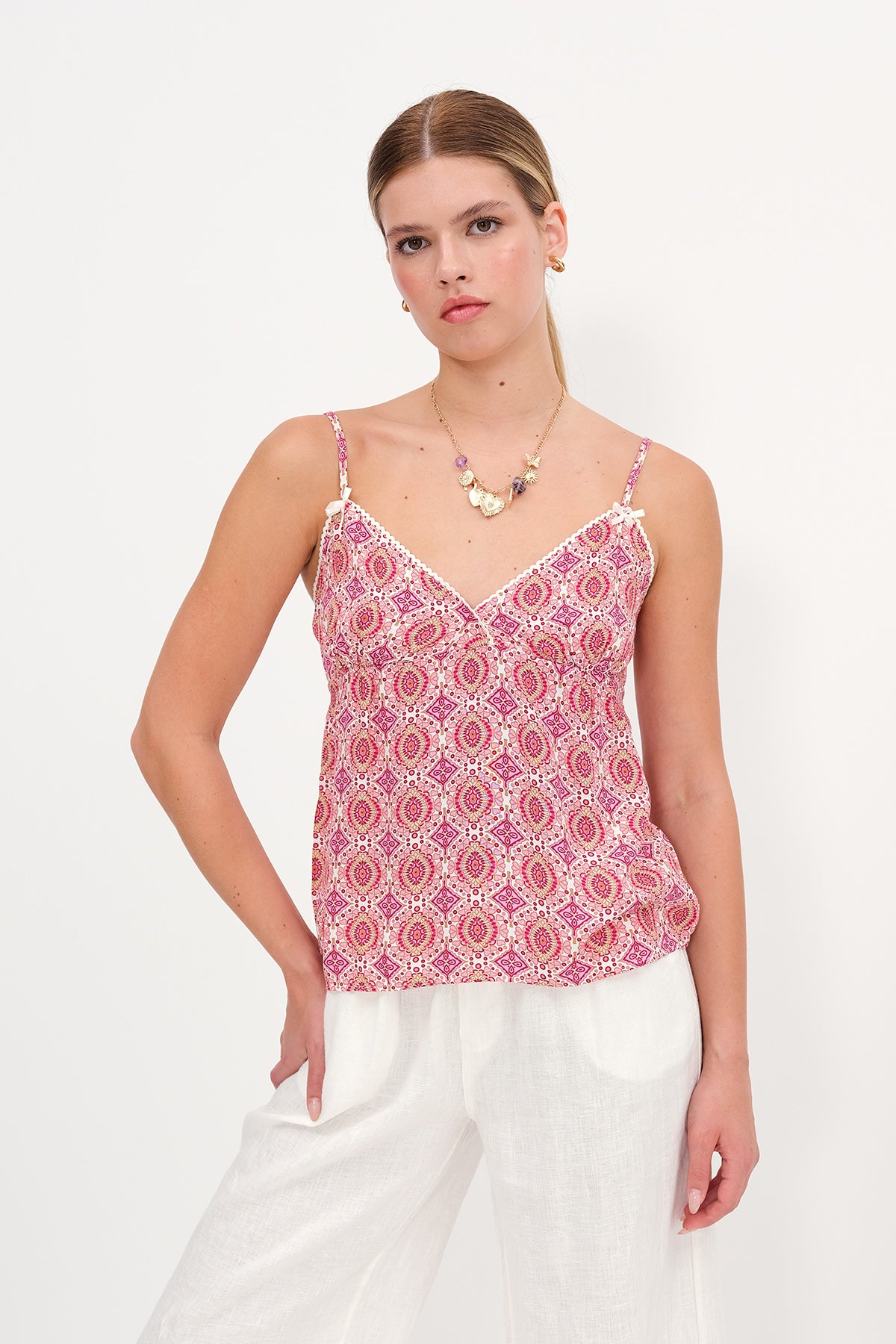 Fuchsia_Strappy-Patterned-Blouse-addax