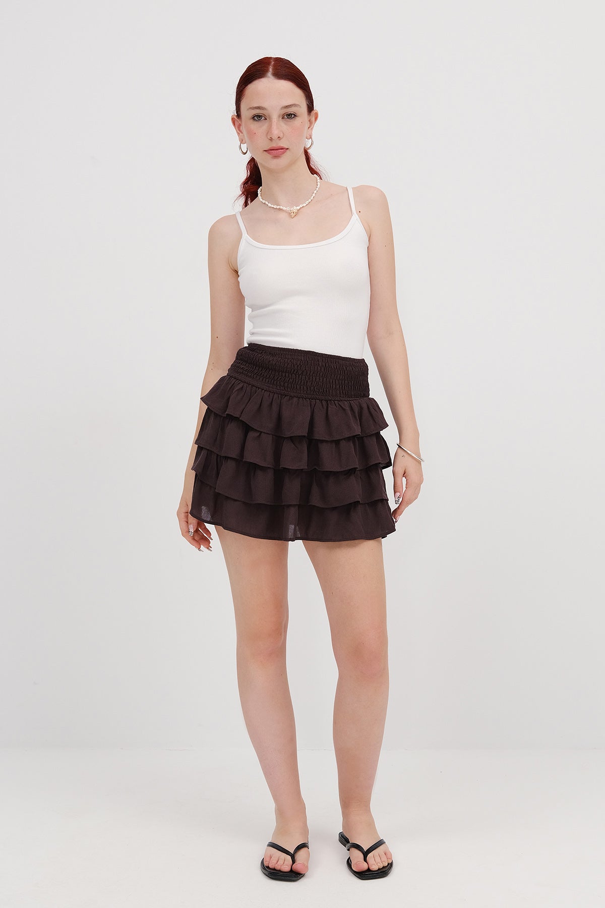 Soft-Brown_Frilled-Mini-Skirt-addax