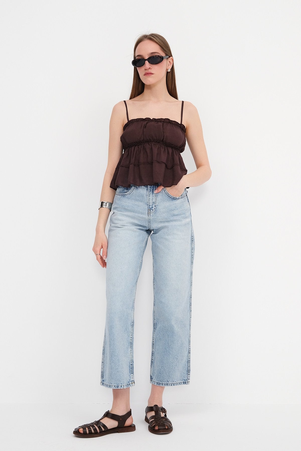 Bitter-Coffee_Blouse-with-Gathered-Detail-addax