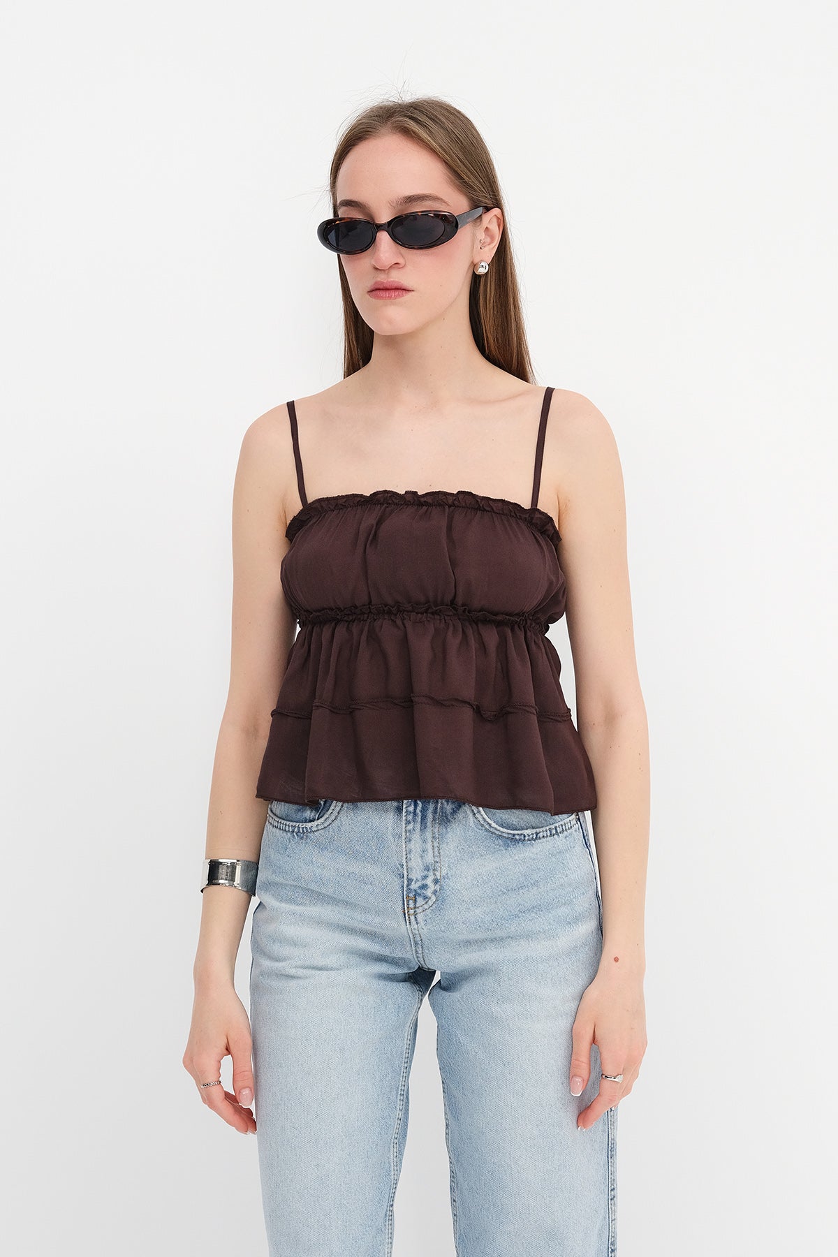 Bitter-Coffee_Blouse-with-Gathered-Detail-addax