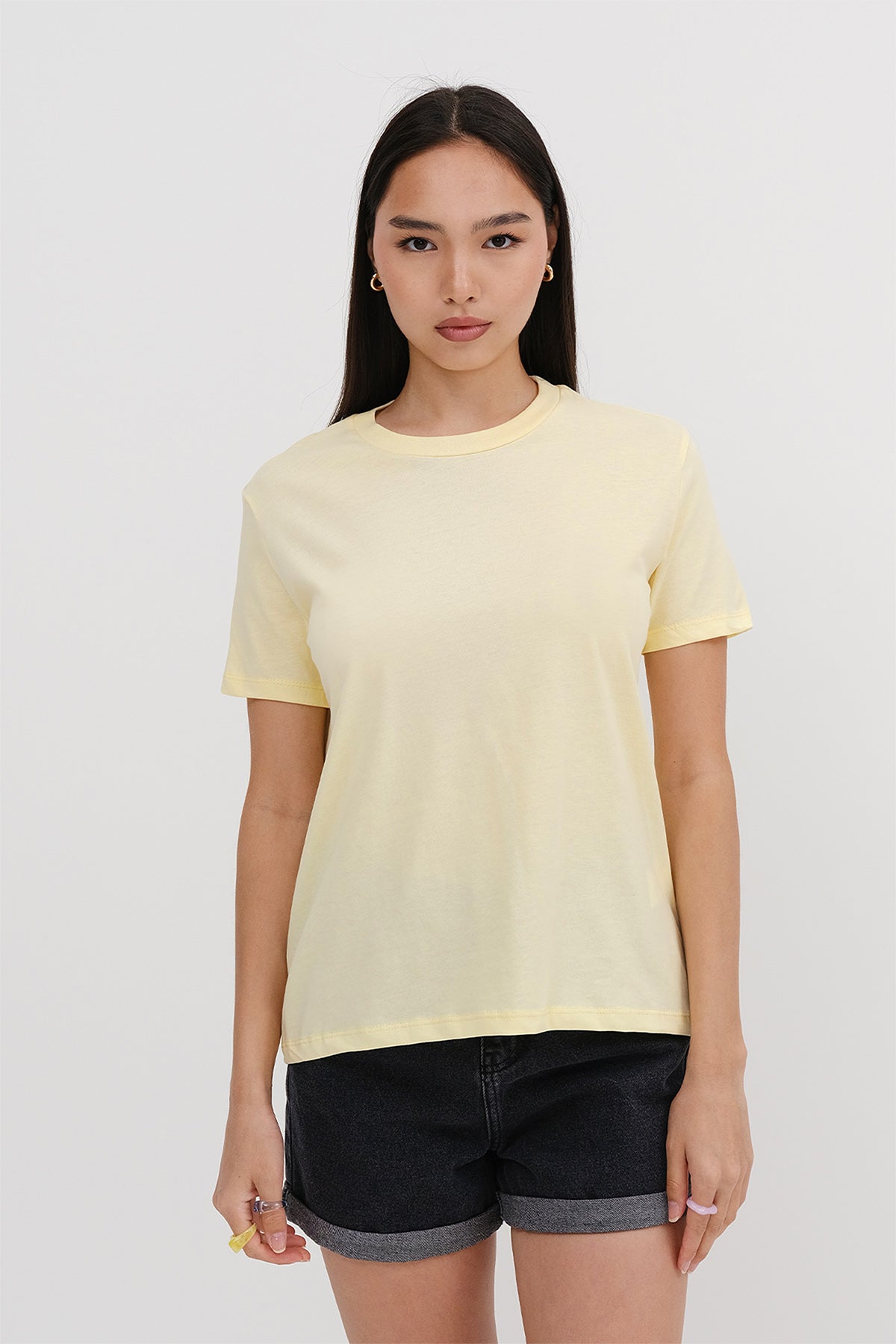 Yellow_Crew-Neck-Basic-T-shirt-addax