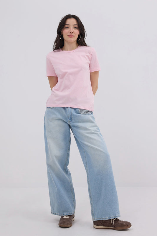 Pink_Crew-Neck-Basic-T-shirt-addax