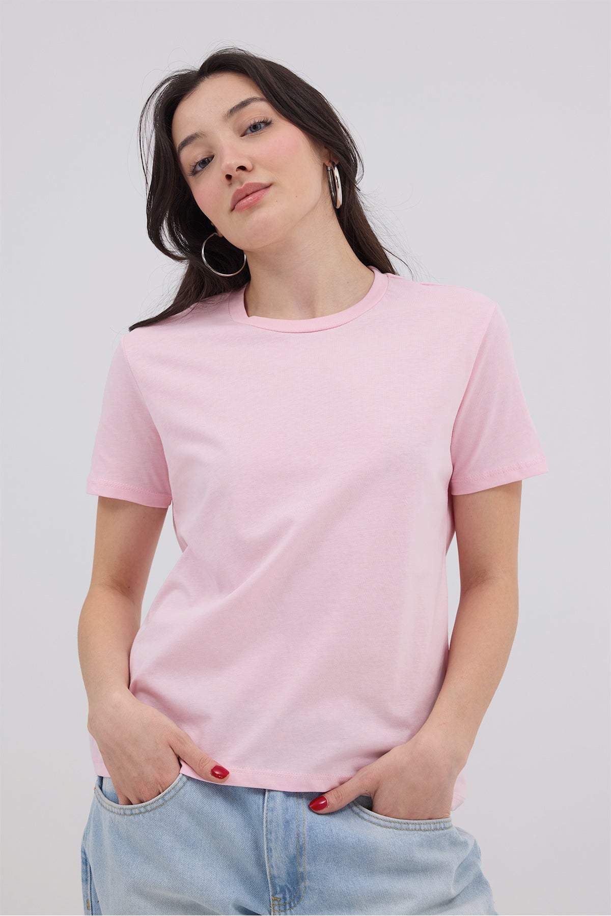 Pink_Crew-Neck-Basic-T-shirt-addax