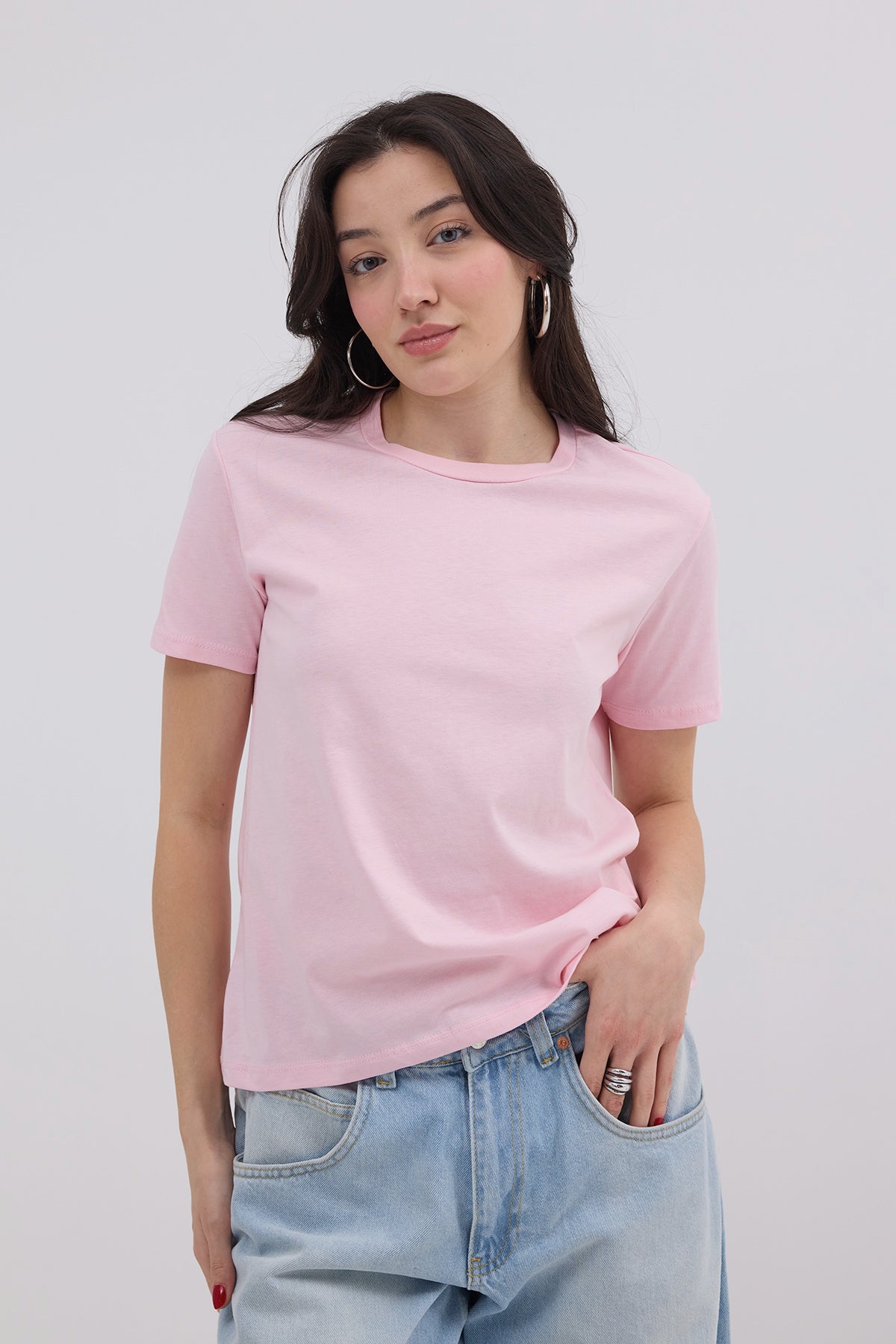 Pink_Crew-Neck-Basic-T-shirt-addax