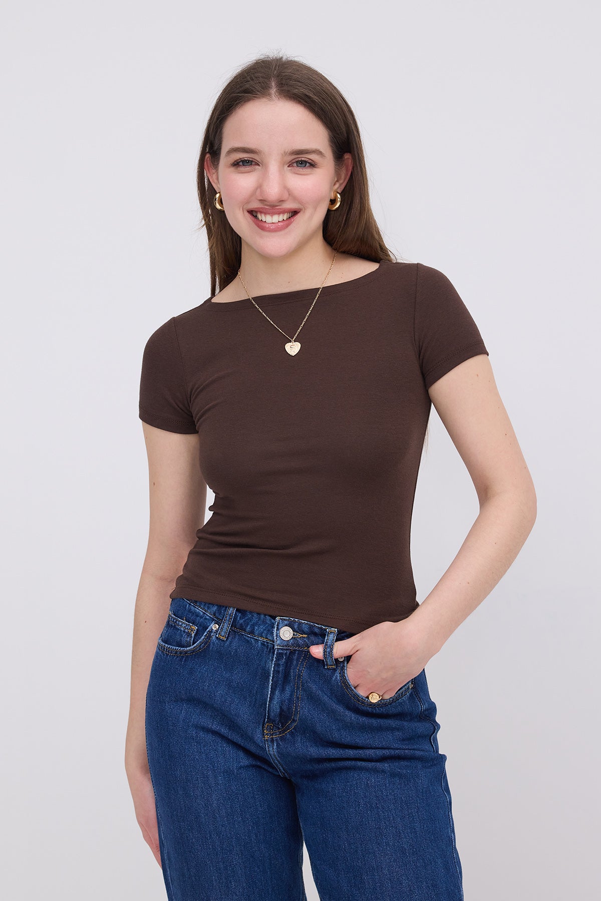 Brown_Short-Sleeve-Modal-T-shirt-addax