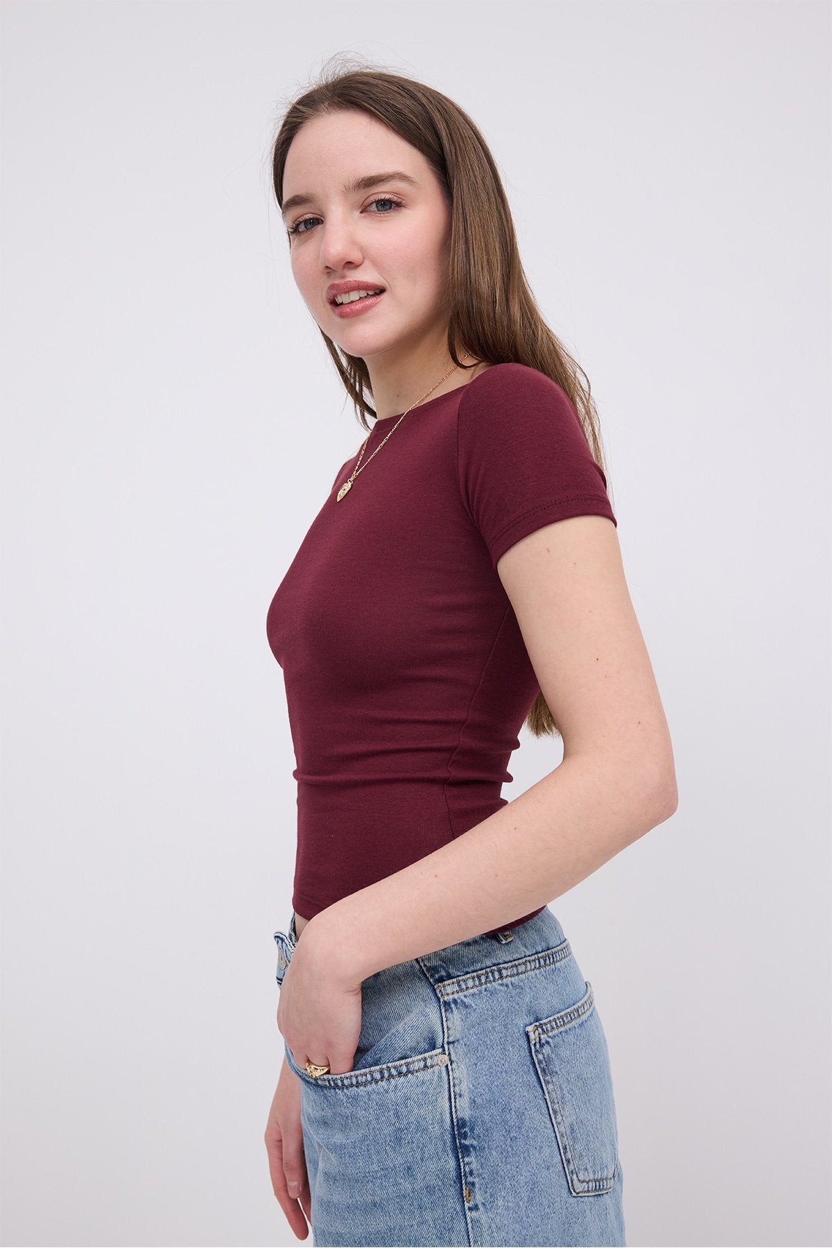 Burgundy_Short-Sleeve-Modal-T-shirt-addax