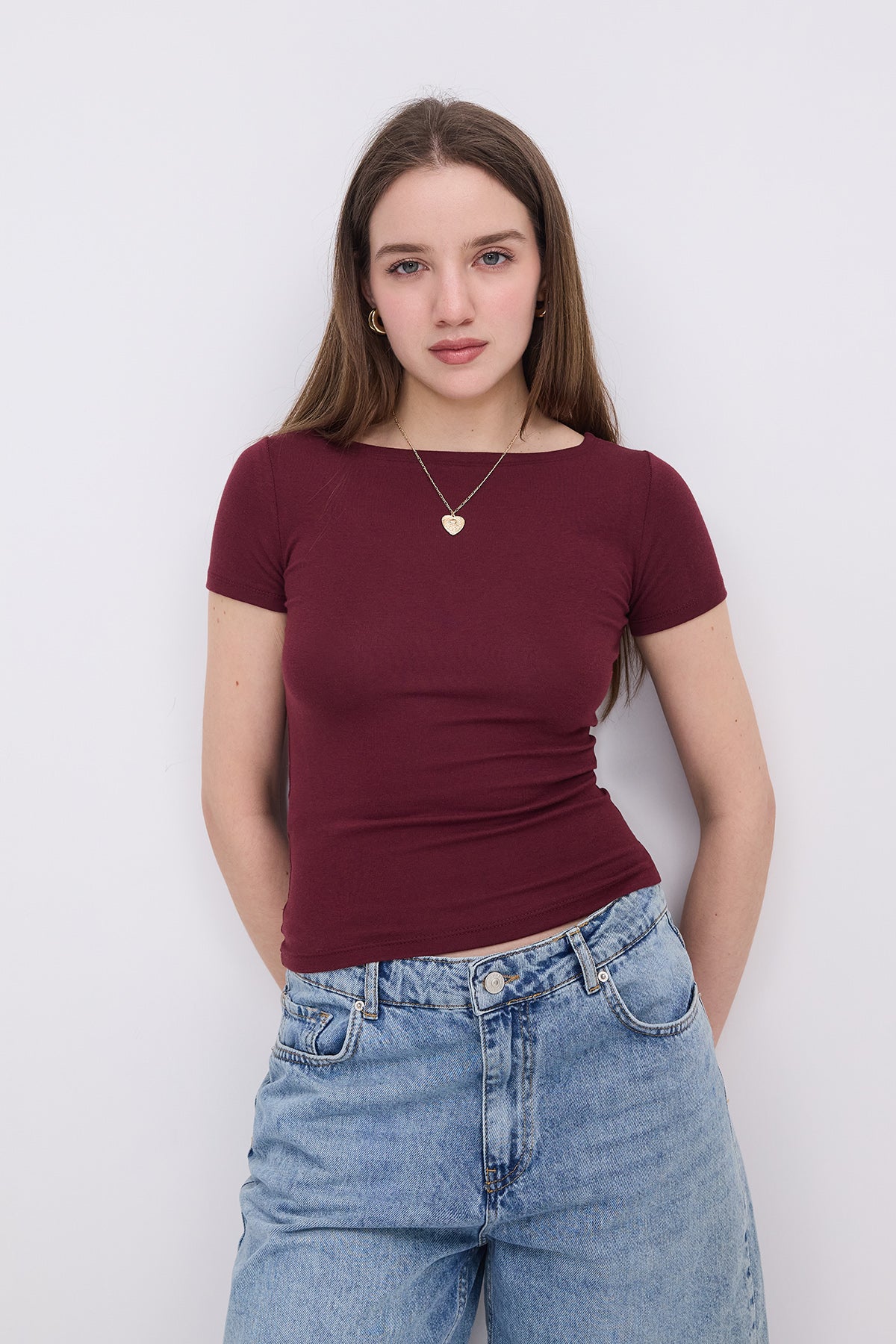 Burgundy_Short-Sleeve-Modal-T-shirt-addax