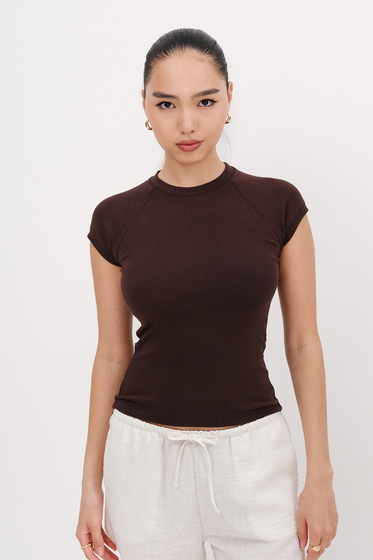Brown_Crew-Neck-Modal-T-Shirt-addax