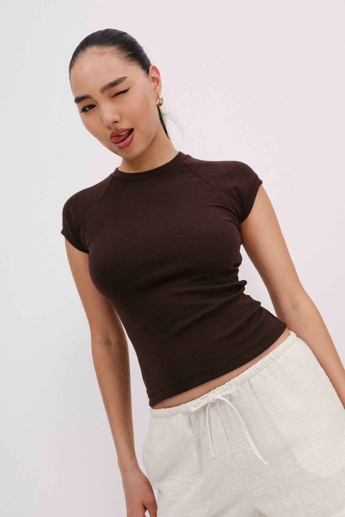 Brown_Crew-Neck-Modal-T-Shirt-addax