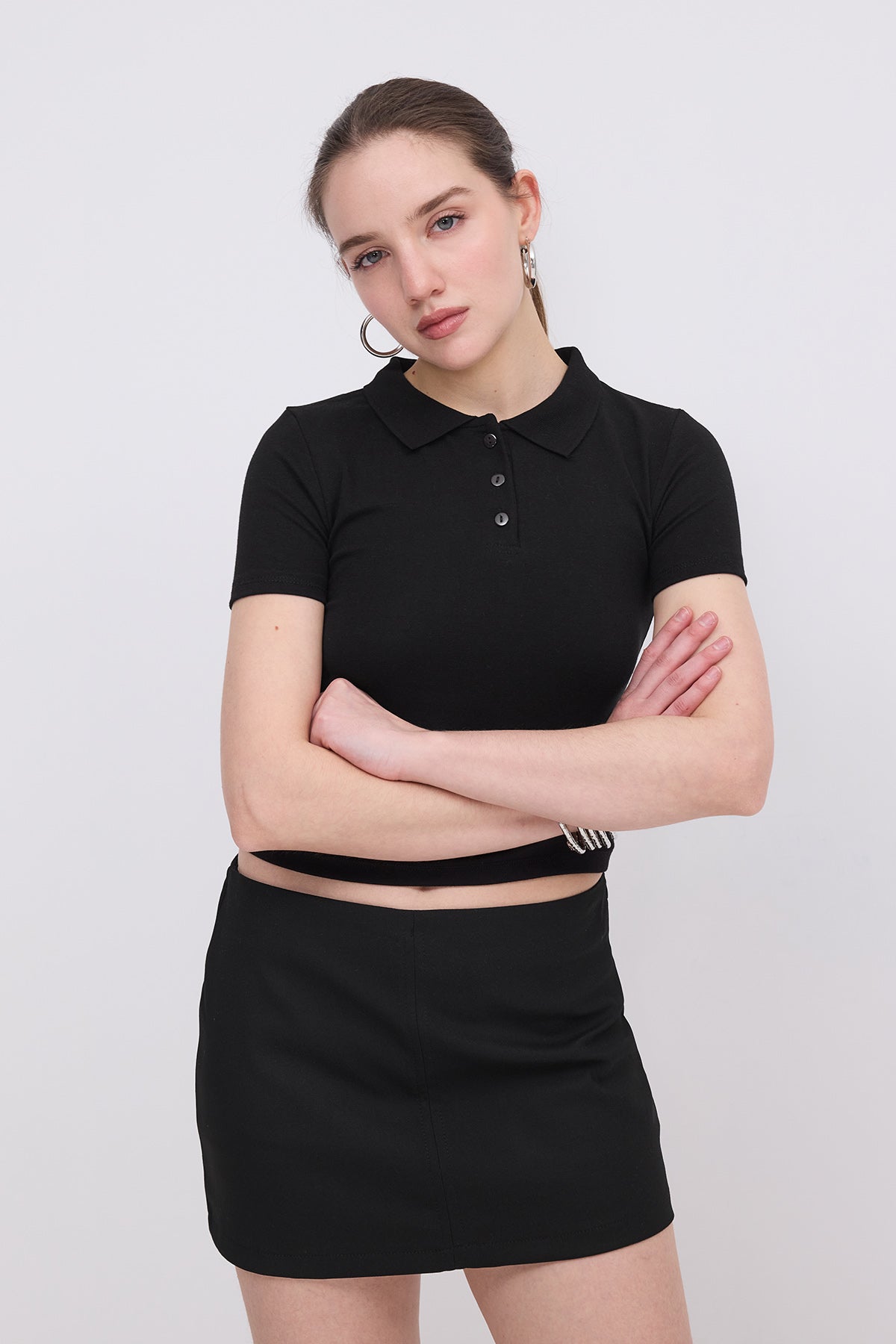 Black_Polo-Neck-Modal-T-shirt-addax