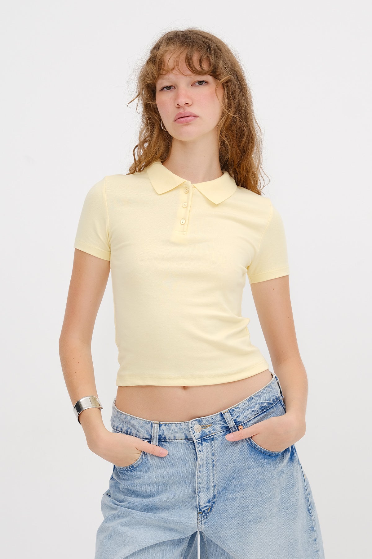 Yellow_Polo-Neck-Modal-T-shirt-addax