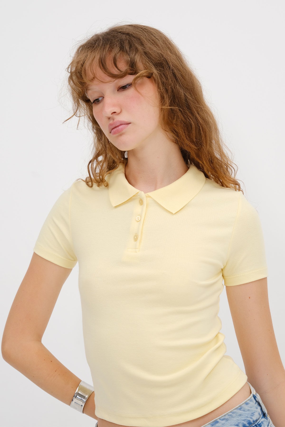 Yellow_Polo-Neck-Modal-T-shirt-addax