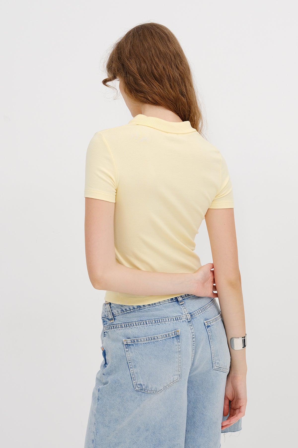 Yellow_Polo-Neck-Modal-T-shirt-addax