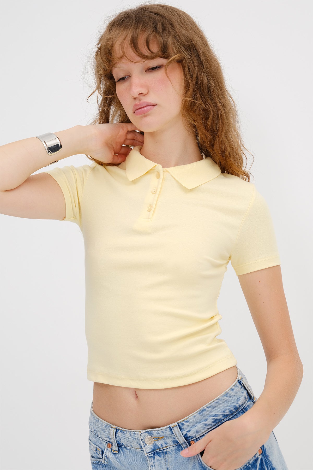 Yellow_Polo-Neck-Modal-T-shirt-addax