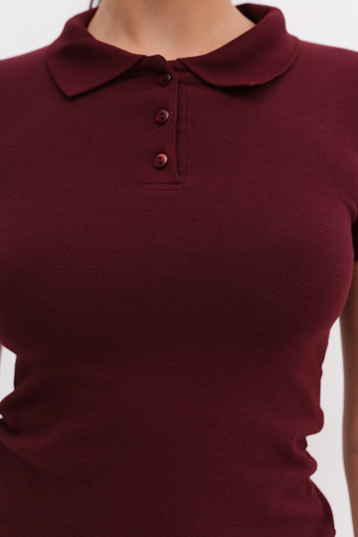 Burgundy_Polo-Neck-Modal-T-shirt-addax