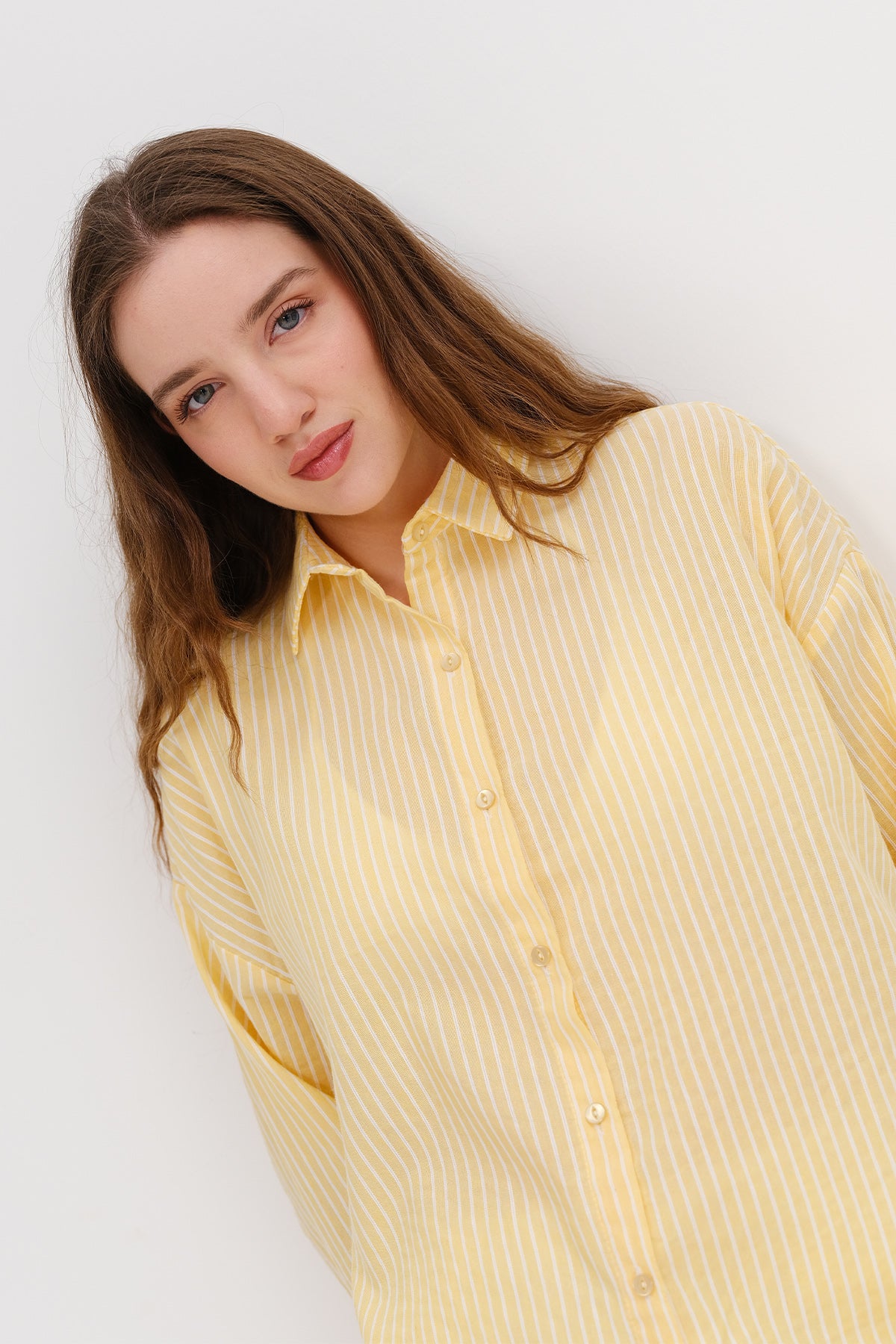 Yellow_Oversize-Striped-Shirt-addax