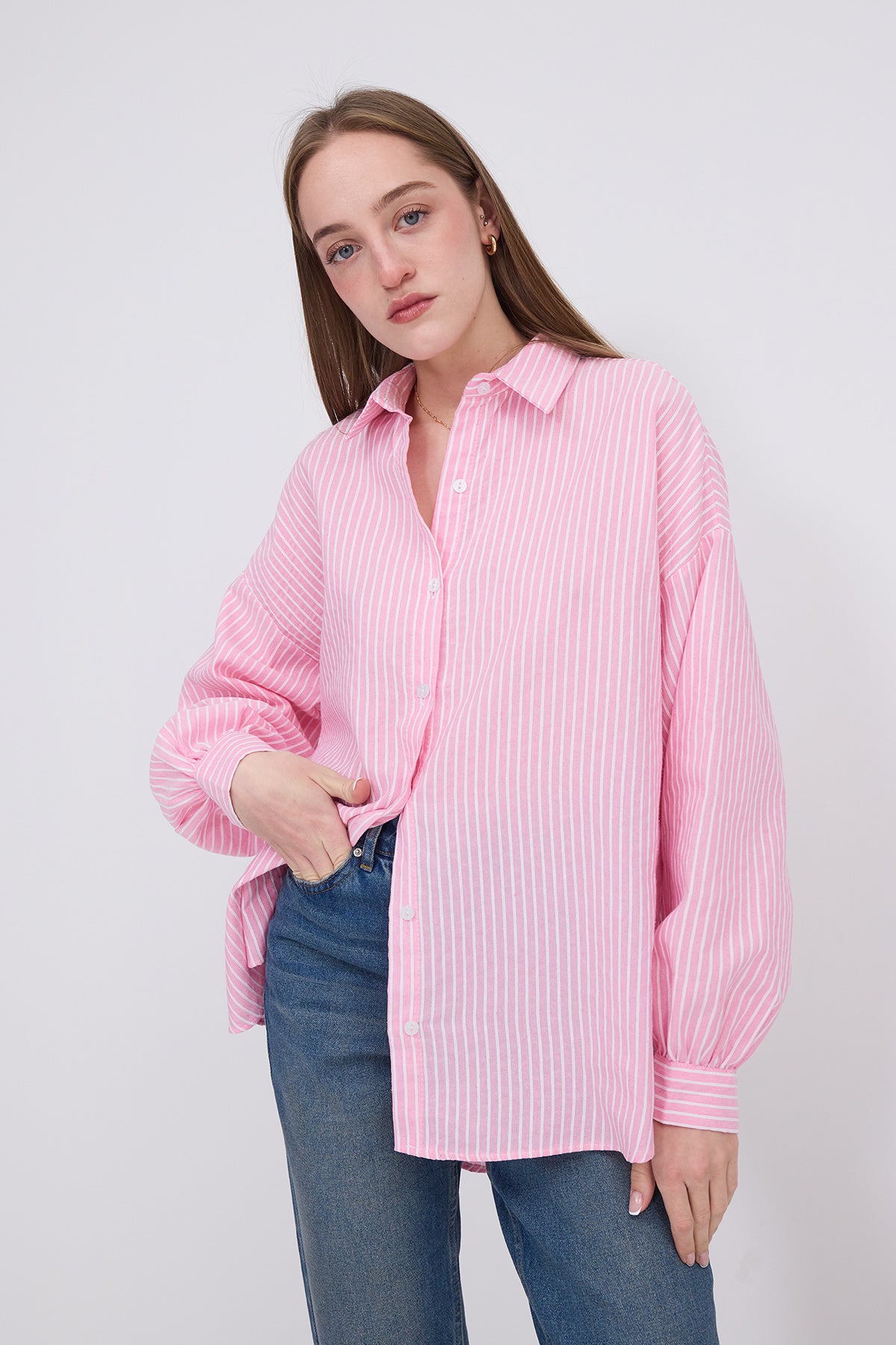 Pink_Oversize-Striped-Shirt-addax