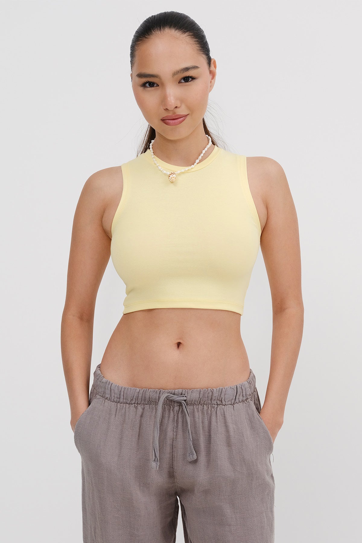 Crew Neck Crop Tank Top