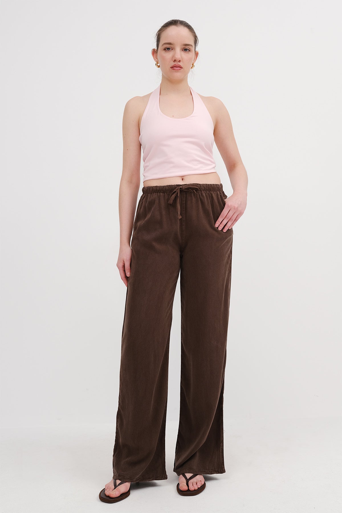 Dark-Brown_Elastic-Waist-Trousers-addax