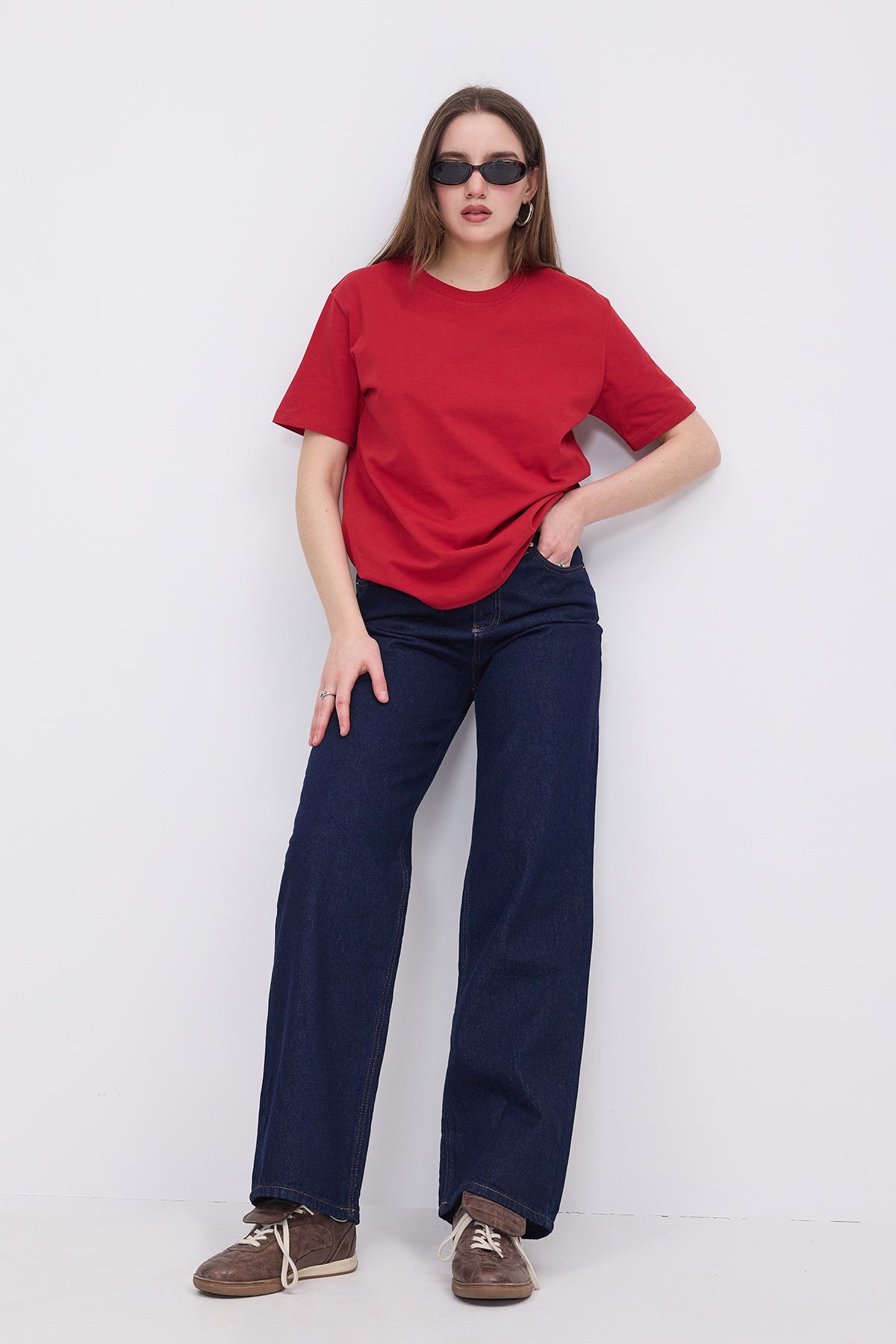 Bright-Red_Crew-Neck-Basic-T-shirt-addax