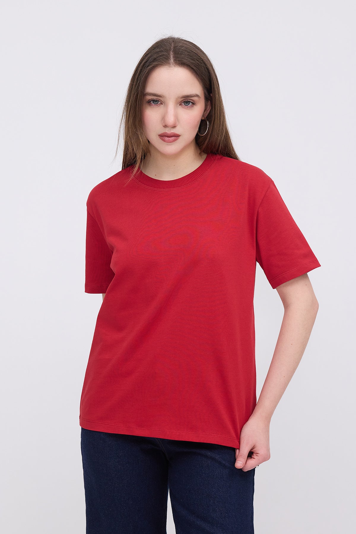 Bright-Red_Crew-Neck-Basic-T-shirt-addax
