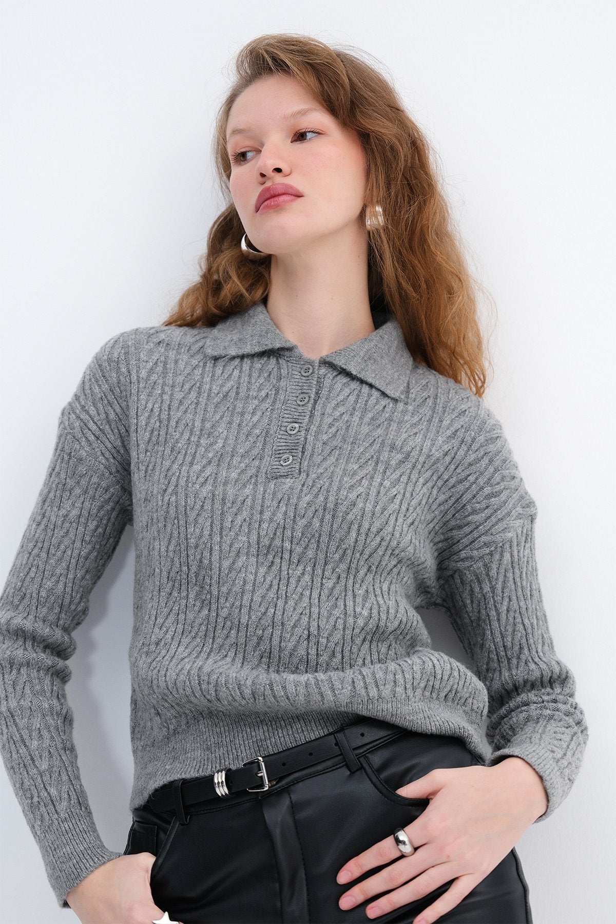 Grey-Melange_Button-Detail-Knit-Sweater-addax