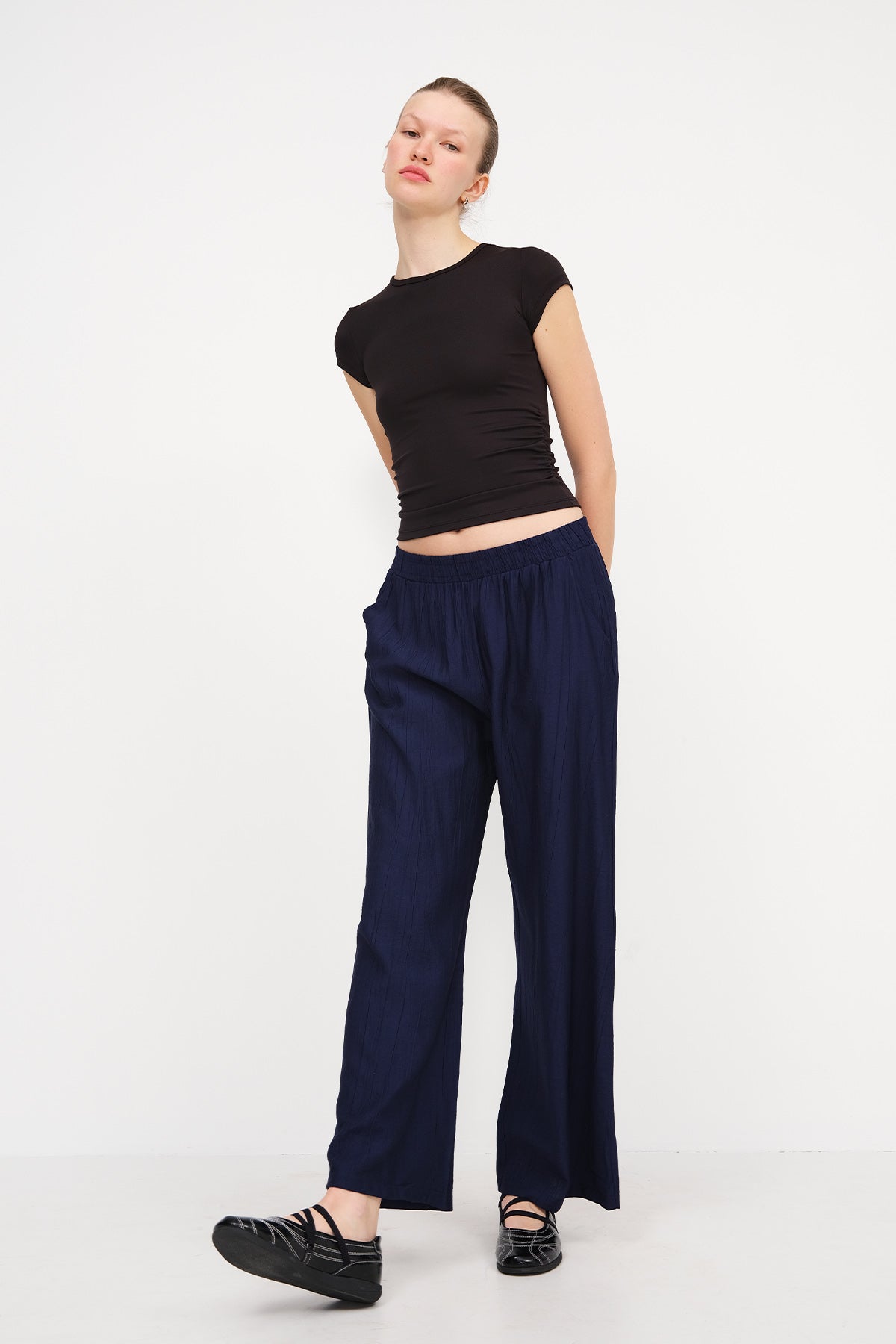 Black_Side-Pleated-T-shirt-addax