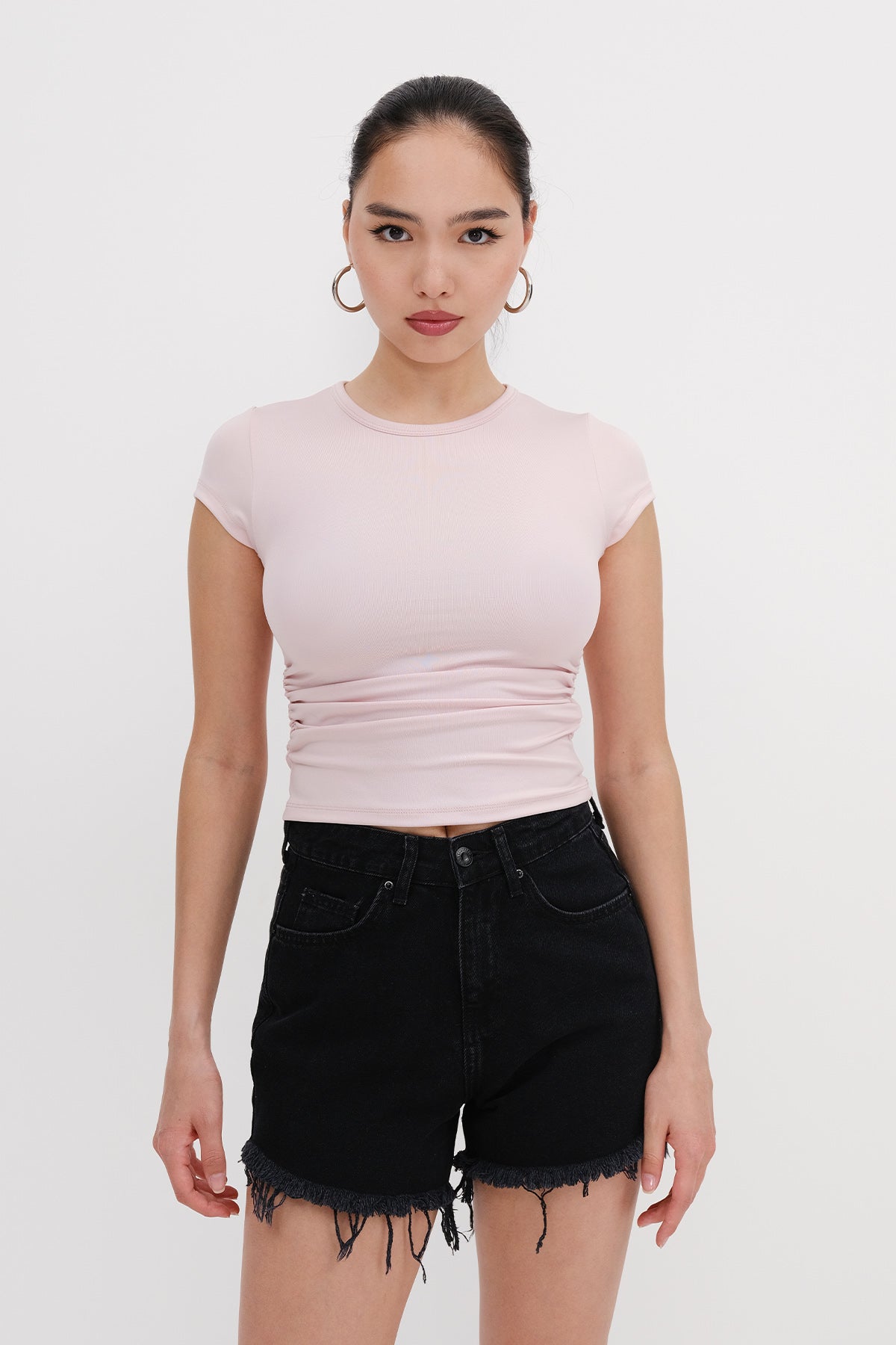Side Pleated T-shirt