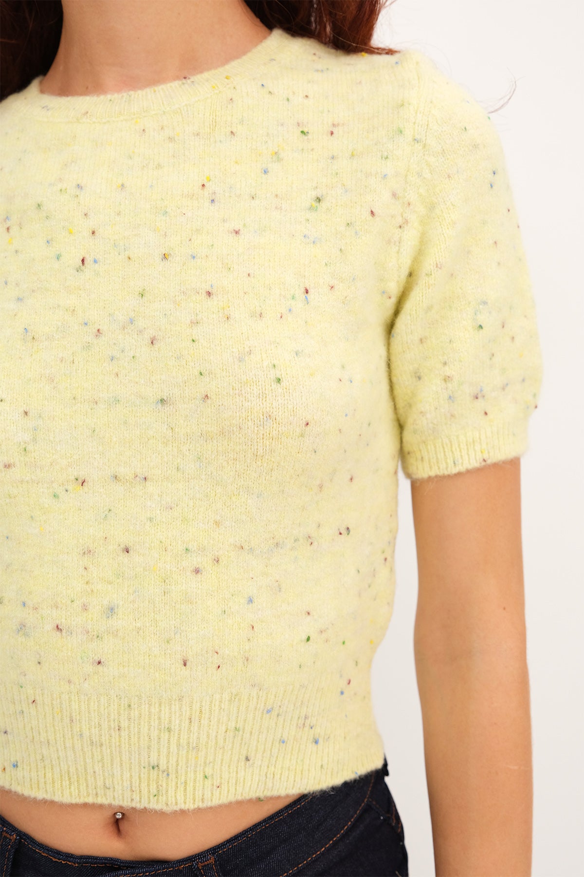 Light-Yellow_Short-Sleeve-Textured- Knit-Sweater-addax