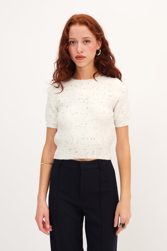 Ecru_Short-Sleeve-Textured- Knit-Sweater-addax