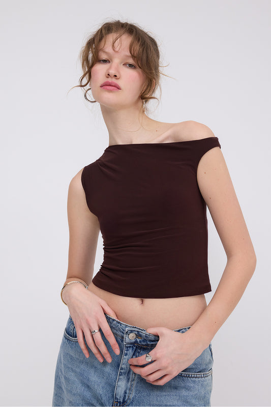 Bitter-Coffee_Boat-Neck-Blouse-addax
