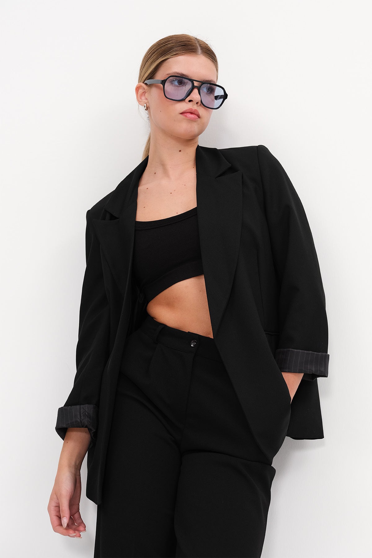 Curved Blazer Jacket