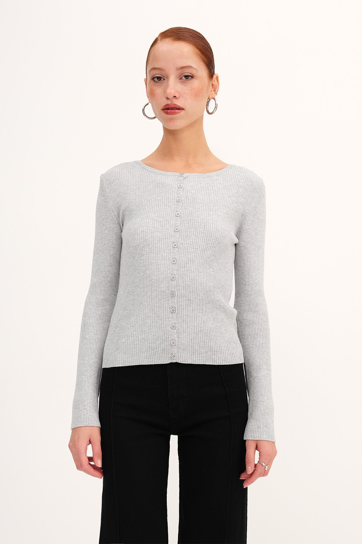 Snow-Melange_Long-Sleeve-Buttoned-Cardigan-addax