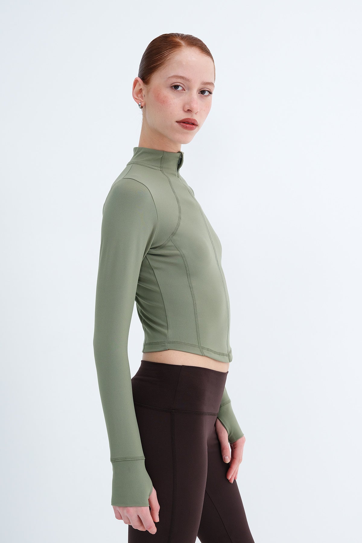 Oil-Green_Zip-Up-Soft-Fabric-Cardigan-addax