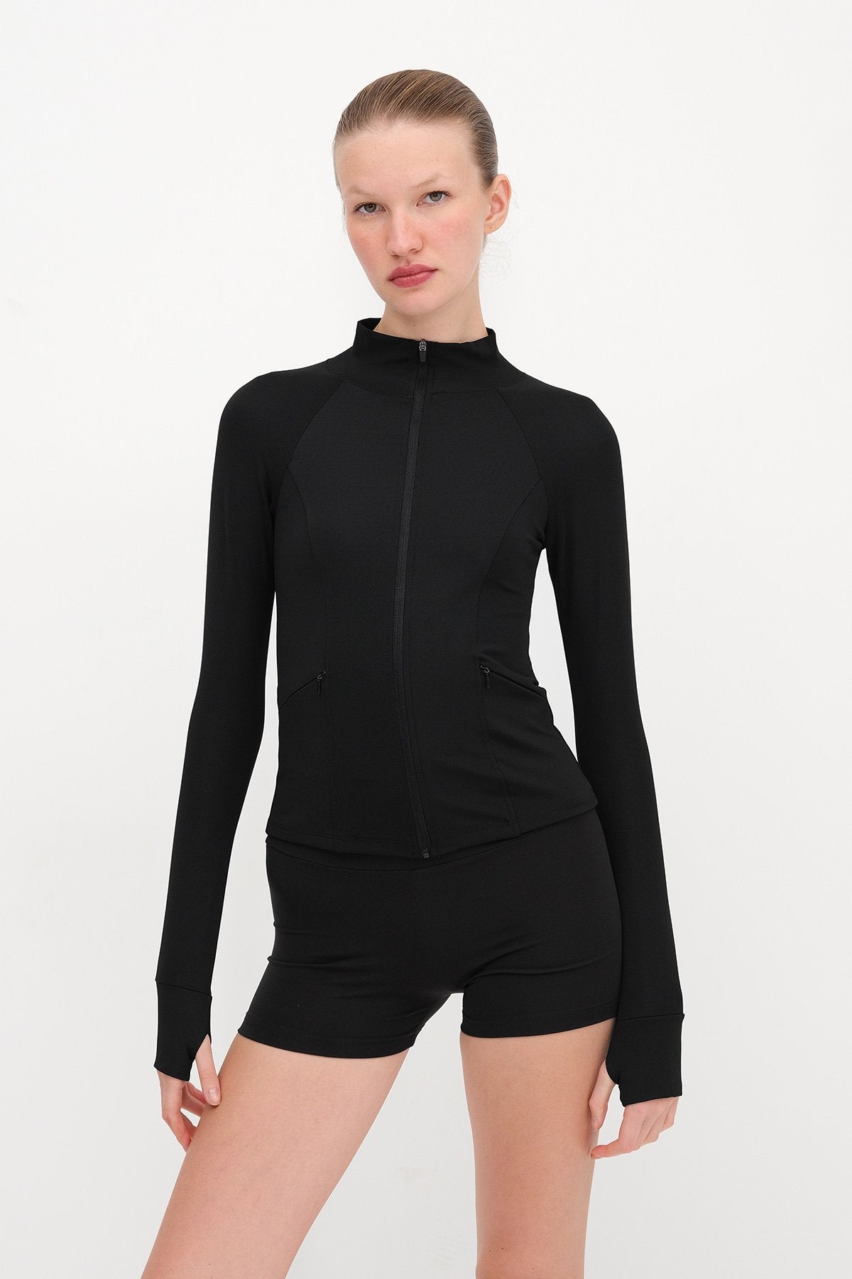 Black_Stand-Collar-Zippered-Cardigan-addax