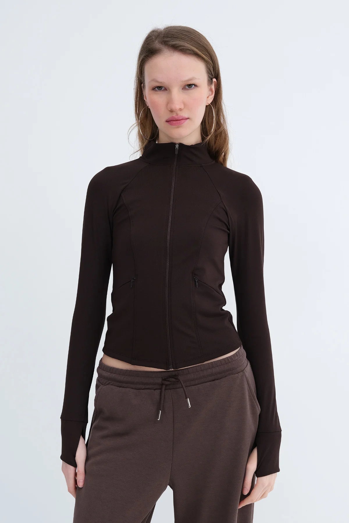 Bitter-Coffee_Stand-Collar-Zippered-Cardigan-addax