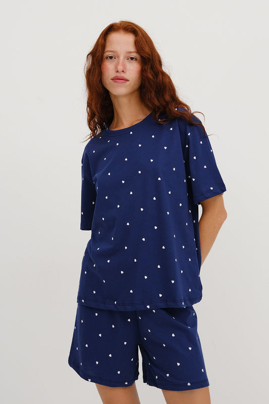 Night-Blue_Patterned-Shorts-Pajama-Set-addax